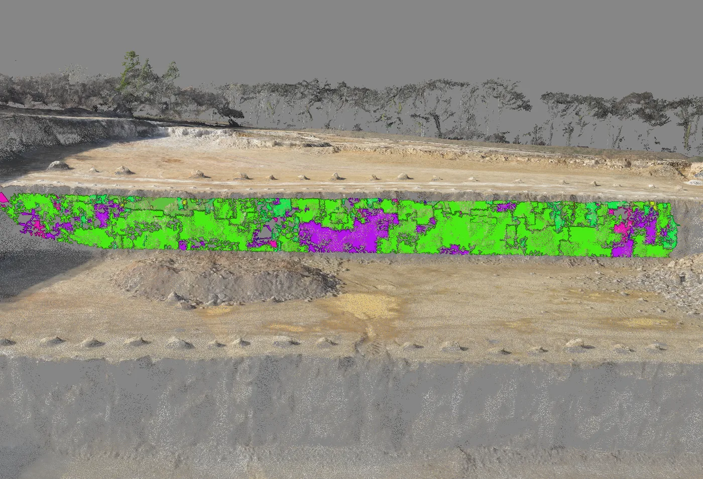 Classified facet map showing natural fracture and joint orientation across a rock face