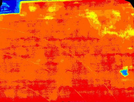 Leaf chlorophyll index (LCI) vegetation health map of a field